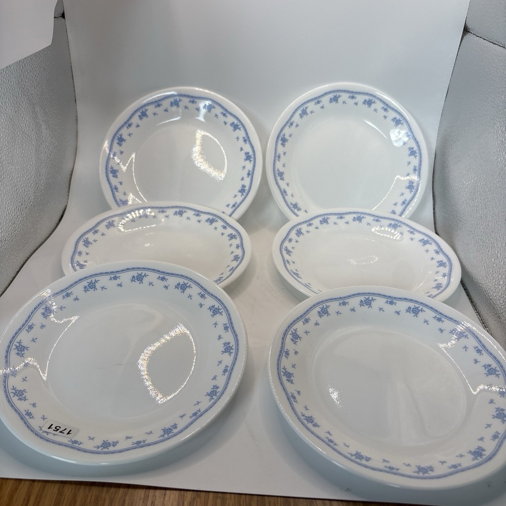 6 Vintage Corelle MORNING BLUE 6 3/4" Bread/Butter Dessert Plates 3007